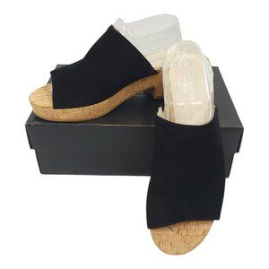 Kenneth Cole Layla Black Suede Mule Sandals Womens Size 11 UK 9 EU 42 Cork NEW